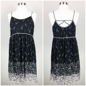 Maurices Flowy Strappy Dress Black White Print S